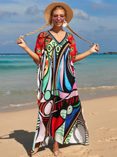 Bohemian Print Multicolor Beach Style Kaftan Maxi Dress - Swimsuit Cover-Up