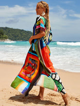 Bohemian Print Multicolor Beach Style Kaftan Maxi Dress - Swimsuit Cover-Up