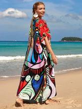 Bohemian Print Multicolor Beach Style Kaftan Maxi Dress - Swimsuit Cover-Up