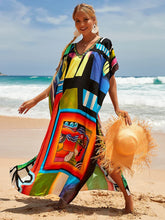 Bohemian Print Multicolor Beach Style Kaftan Maxi Dress - Swimsuit Cover-Up