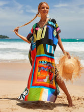 Bohemian Print Multicolor Beach Style Kaftan Maxi Dress - Swimsuit Cover-Up
