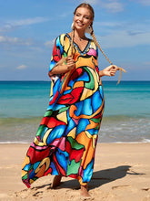 Bohemian Print Multicolor Beach Style Kaftan Maxi Dress - Swimsuit Cover-Up