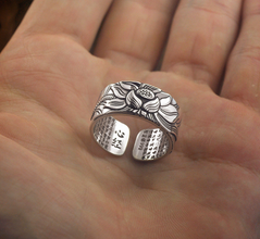 Thai Silver Black Lotus Ring inspired