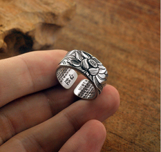 Thai Silver Black Lotus Ring inspired