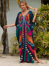 Bohemian Print Multicolor Beach Style Kaftan Maxi Dress - Swimsuit Cover-Up