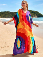 Bohemian Print Multicolor Beach Style Kaftan Maxi Dress - Swimsuit Cover-