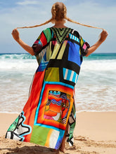 Bohemian Print Multicolor Beach Style Kaftan Maxi Dress - Swimsuit Cover-Up