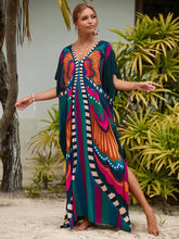 Bohemian Print Multicolor Beach Style Kaftan Maxi Dress - Swimsuit Cover-Up