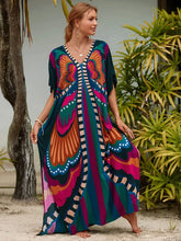 Bohemian Print Multicolor Beach Style Kaftan Maxi Dress - Swimsuit Cover-