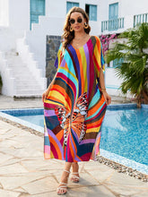 Bohemian Print Multicolor Beach Style Kaftan Maxi Dress - Swimsuit Cover-